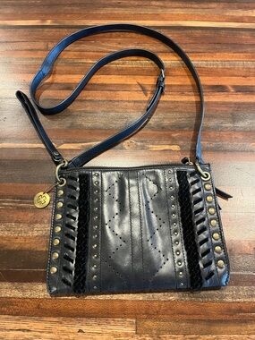 Lucky Black Leather Crossbody Shoulder Bag